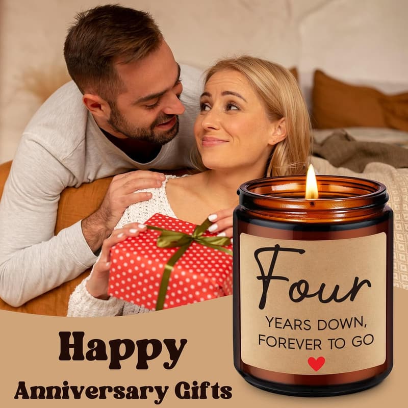 4th Anniversary Candle Gift for Couples