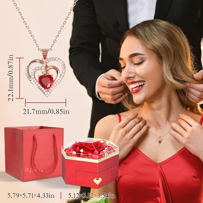 Valentine's Day Preserved Real Red Rose Gift for Her