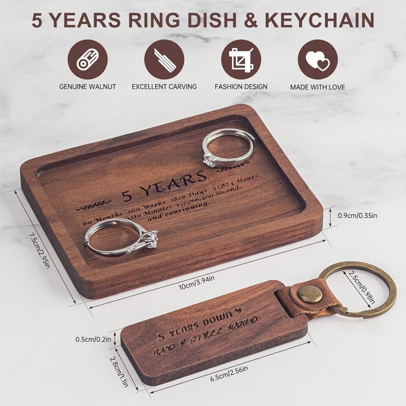 5th Anniversary Wooden Gift Set for Him - Unique Keepsake