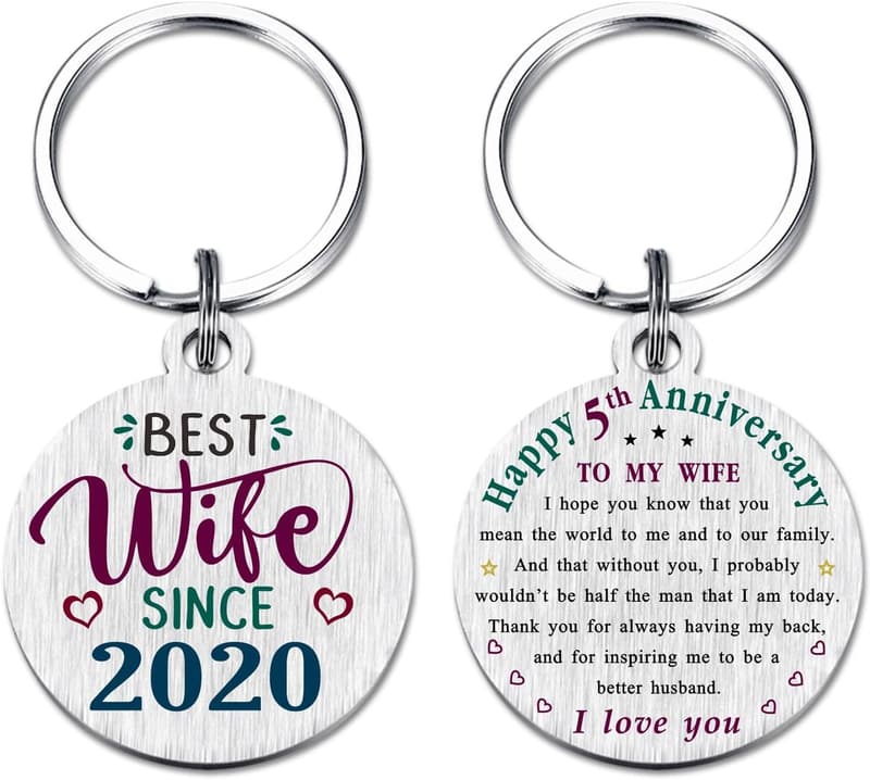 5th Anniversary Keychain Gift for Couples