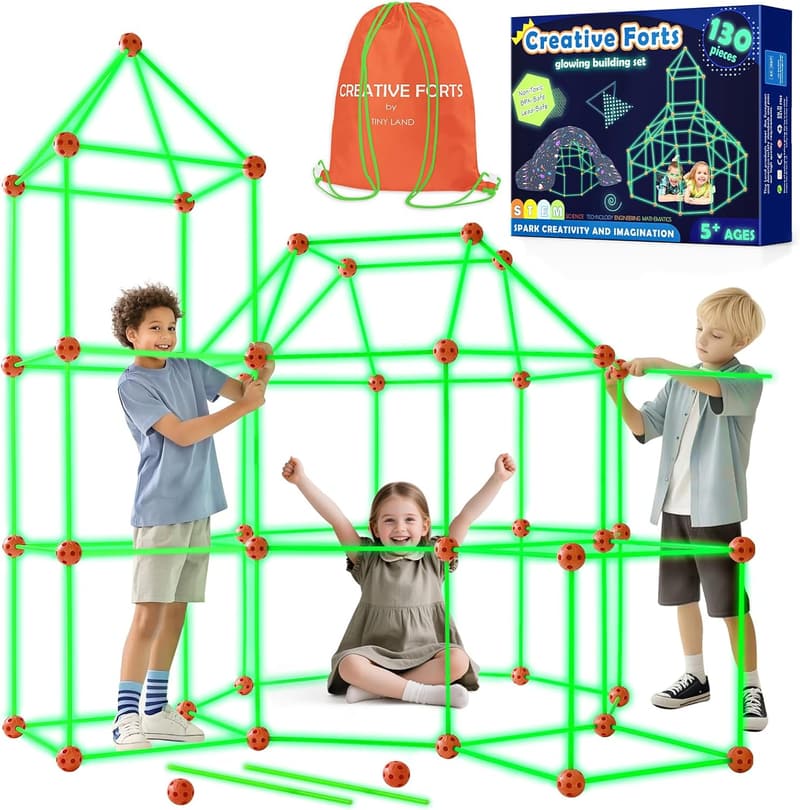 Creative Fort Building Kit for Kids, 86 Rods & 44 Balls, STEM