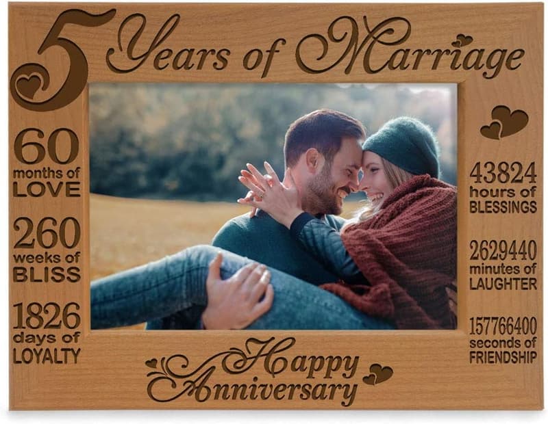5th Anniversary Engraved Wooden Photo Frame (5x7)