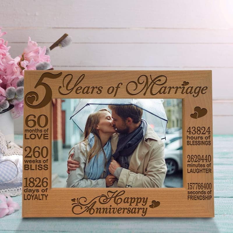 5th Anniversary Engraved Wooden Photo Frame (5x7)