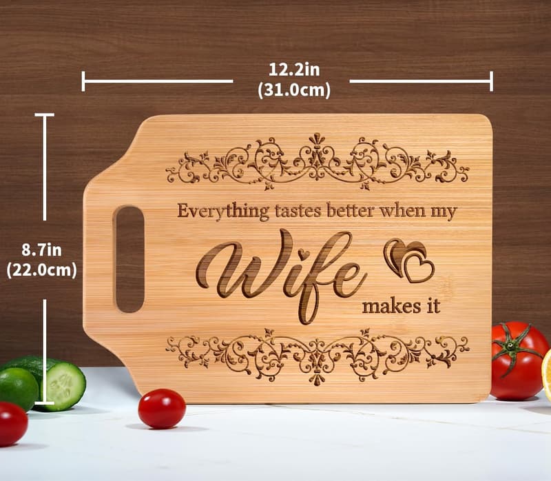 Wife Anniversary Bamboo Cutting Board Gift, 12.3