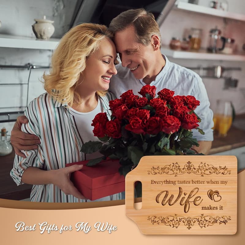 Wife Anniversary Bamboo Cutting Board Gift, 12.3