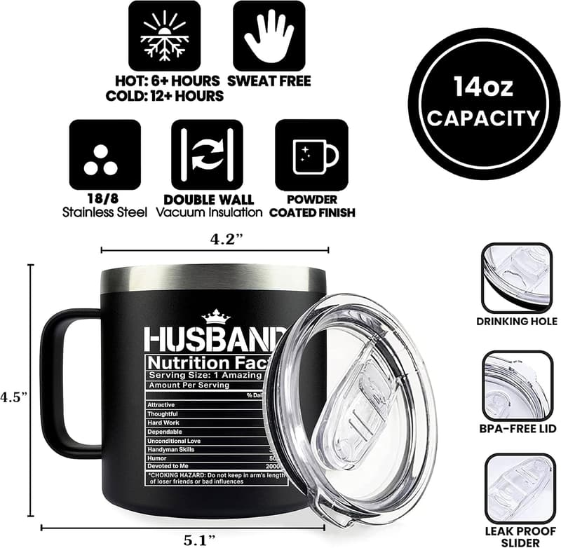 Valentine's Gift for Husband - Funny Insulated Coffee Mug