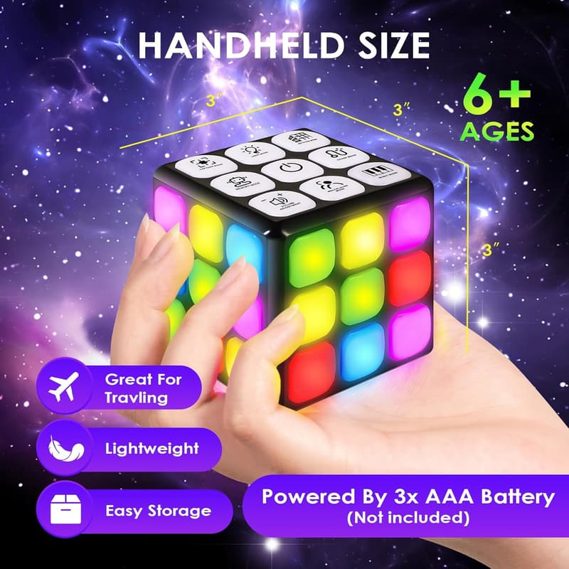 Handheld Memory Game Cube - Sensory Toy for Kids 6-12+