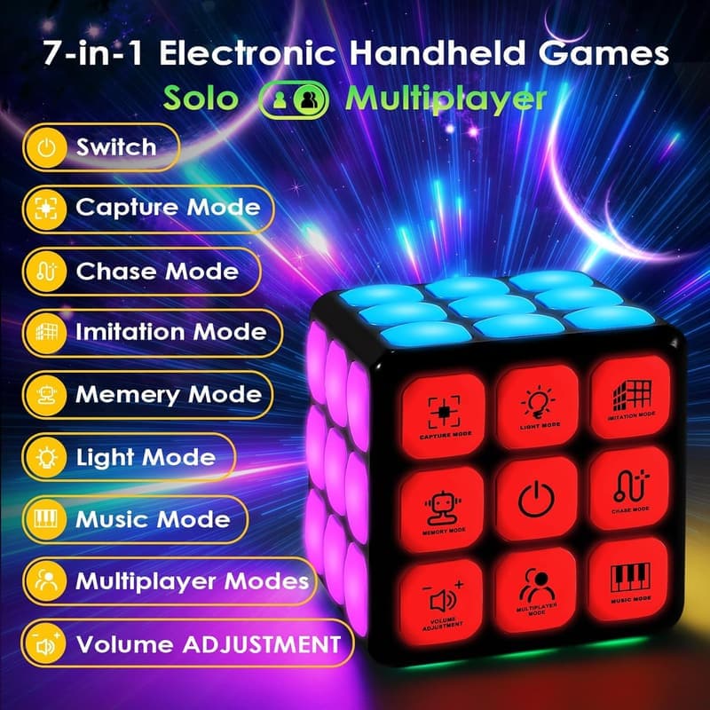 Handheld Memory Game Cube - Sensory Toy for Kids 6-12+
