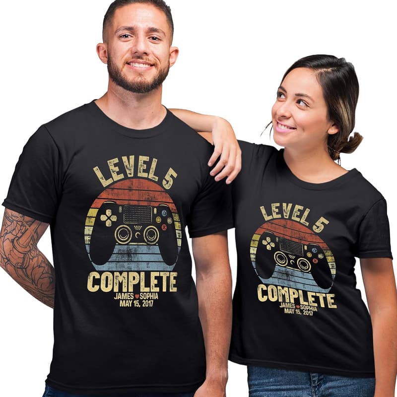 1st, 2nd, 5th Anniversary Matching T-Shirts for Couples