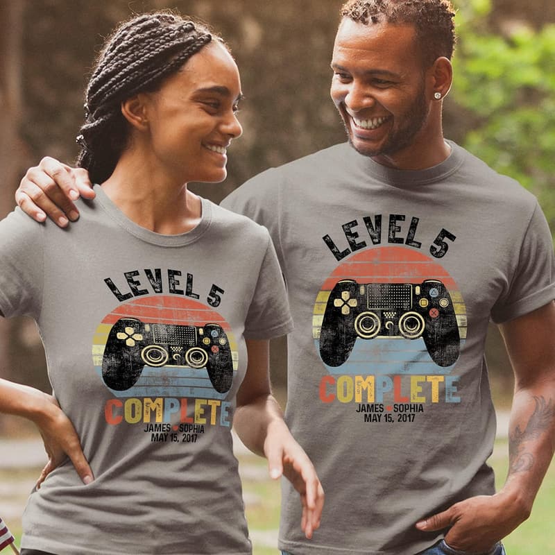 1st, 2nd, 5th Anniversary Matching T-Shirts for Couples