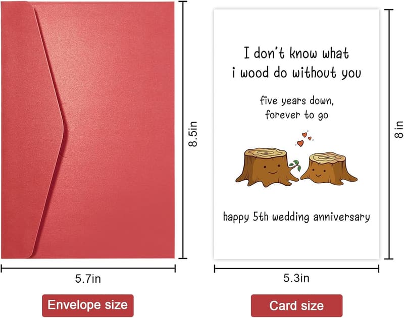 5th Anniversary Wood Card for Couples - Funny & Romantic