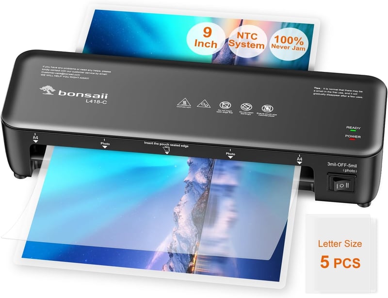 Bonsaii 9-Inch Thermal Laminator with Never Jam Technology
