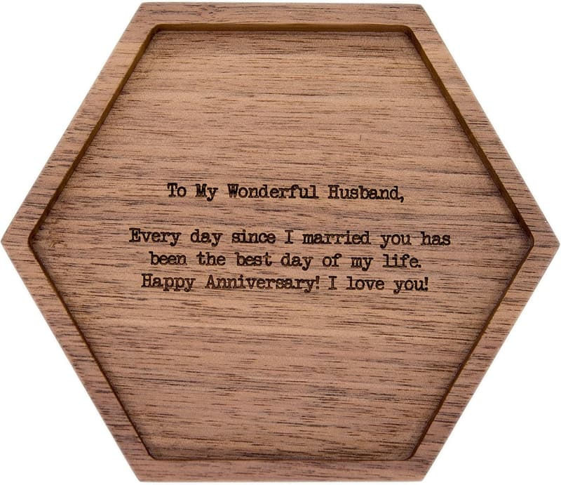 Engraved Wooden Ring Dish for Husband - Wedding Anniversary Gift
