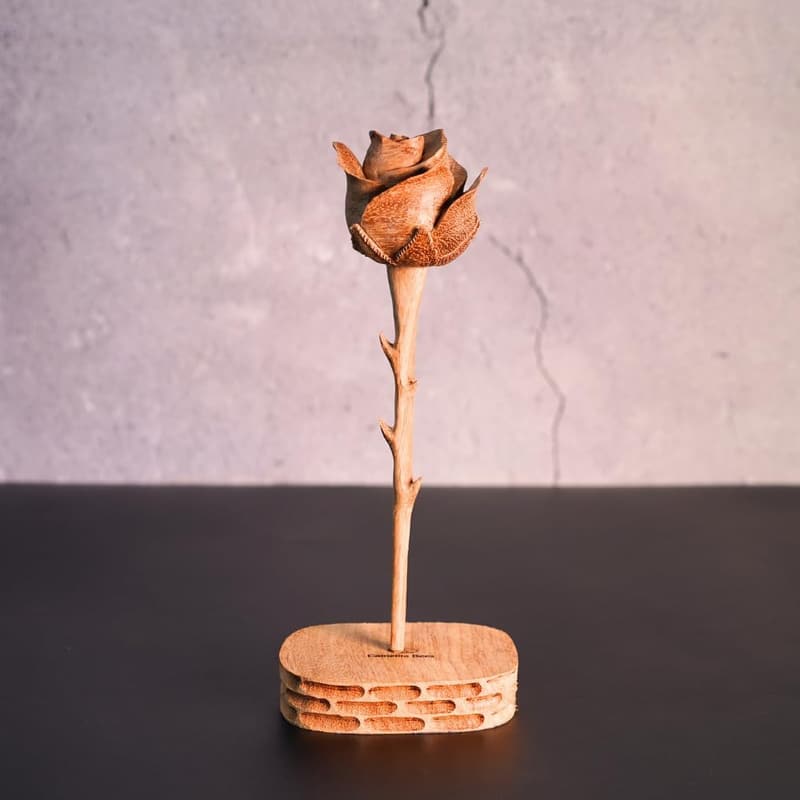 5th Anniversary Wooden Rose Gift for Couples