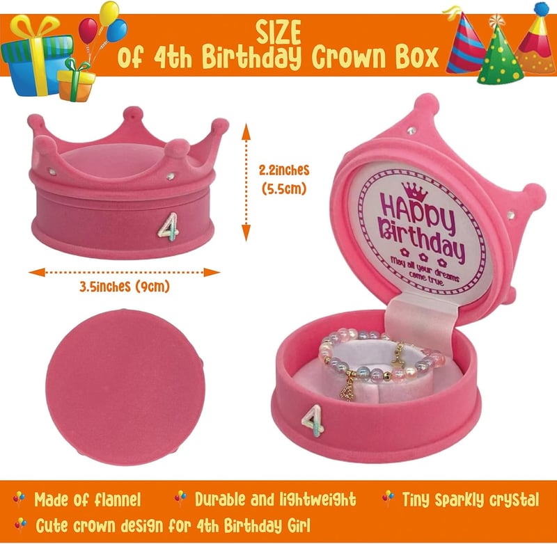 4th Birthday Bracelet Gift for Girls - Princess Jewelry