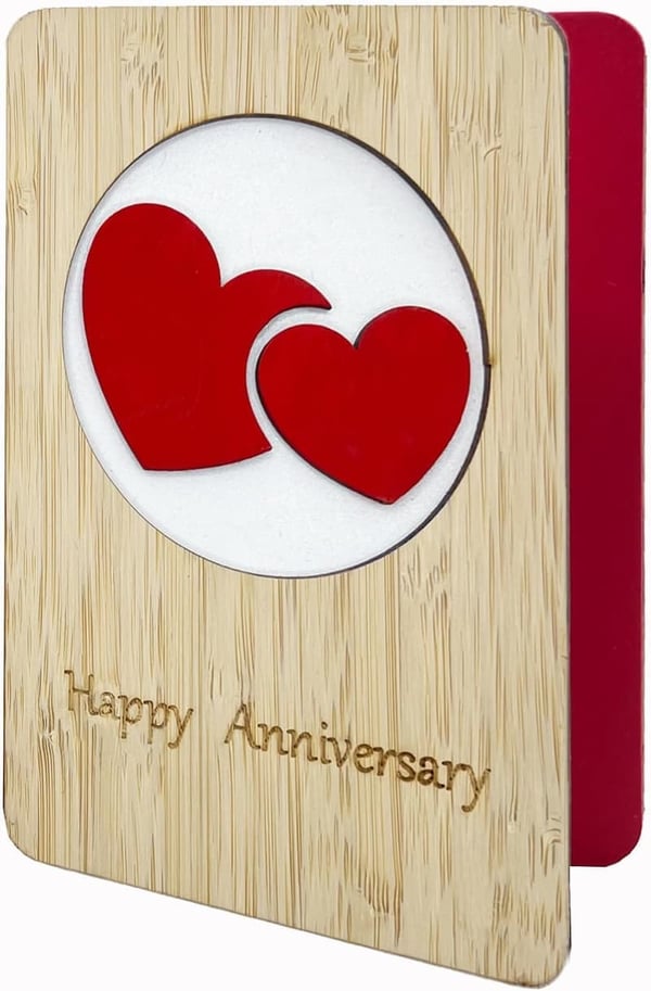 5th Anniversary Handmade Wooden Card