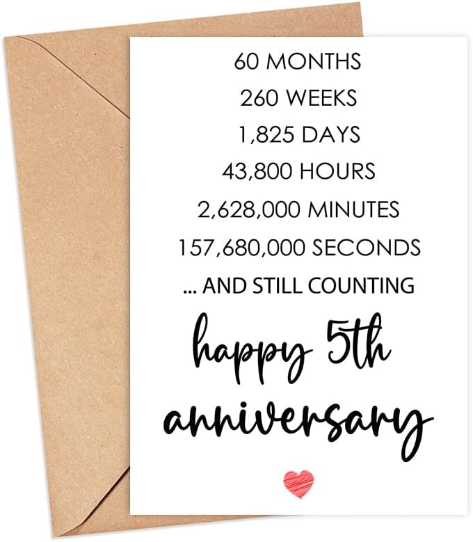 5th Anniversary Greeting Card for Couples