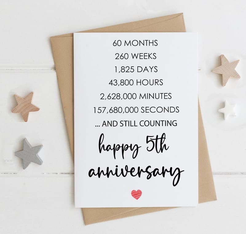 5th Anniversary Greeting Card for Couples
