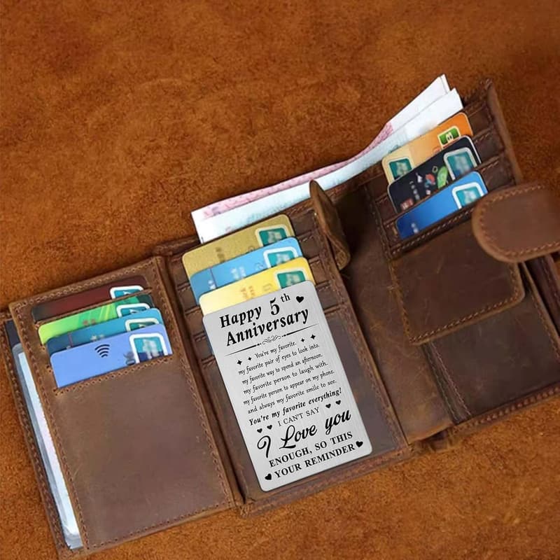 5th Anniversary Wallet Card Gift for Him