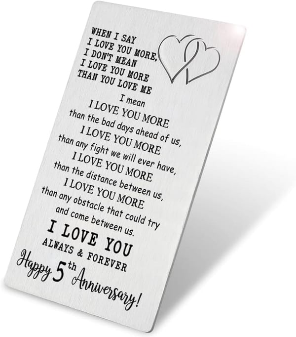 5th Anniversary Engraved Wallet Card for Him
