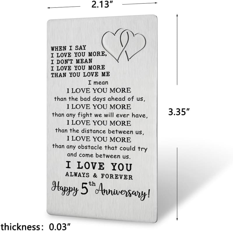 5th Anniversary Engraved Wallet Card for Him