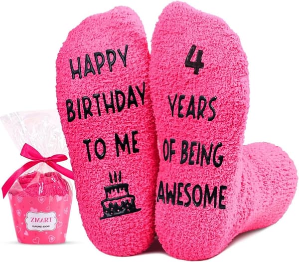 Birthday Fuzzy Socks for Kids Ages 4-12