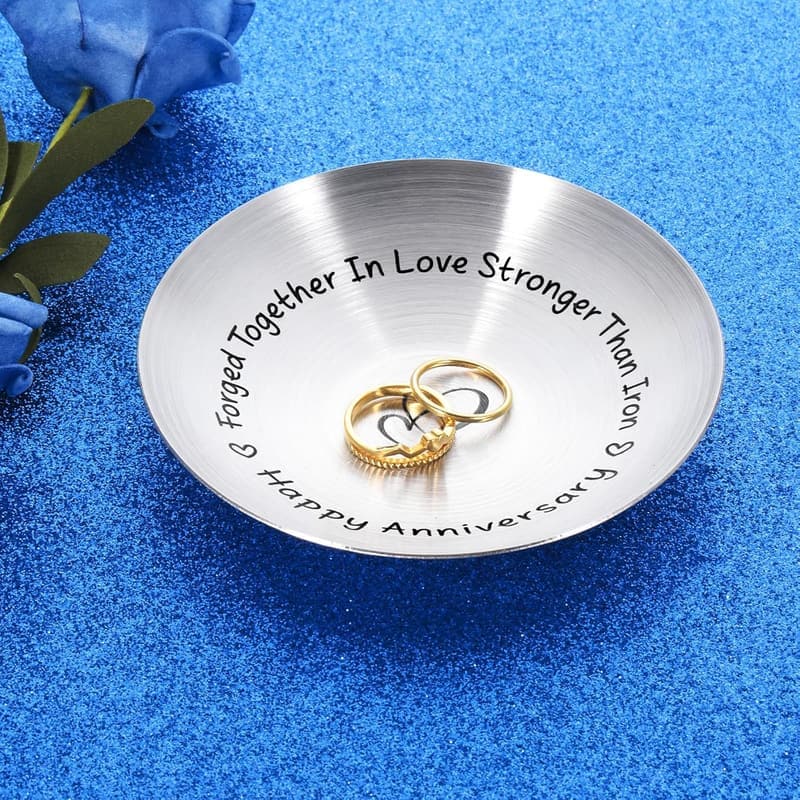 6th Anniversary Iron Ring Holder Jewelry Dish for Couples