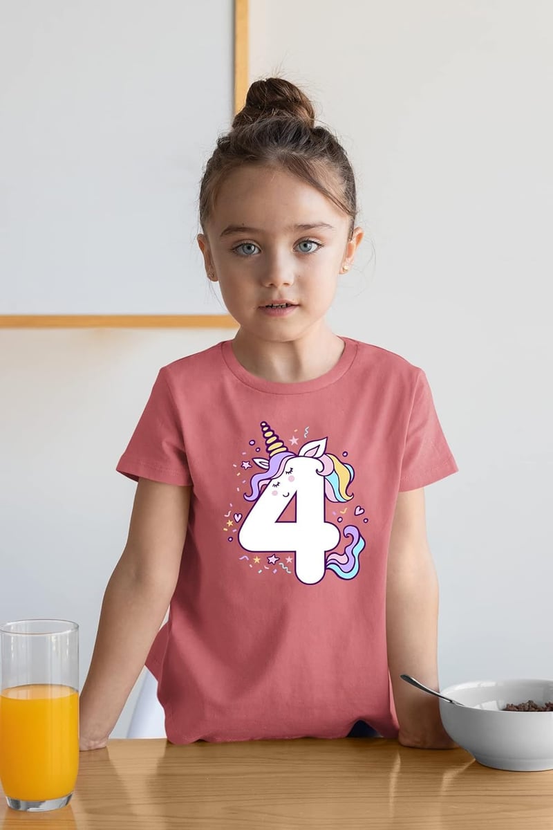 4th Birthday Unicorn Shirt for Toddler Girls