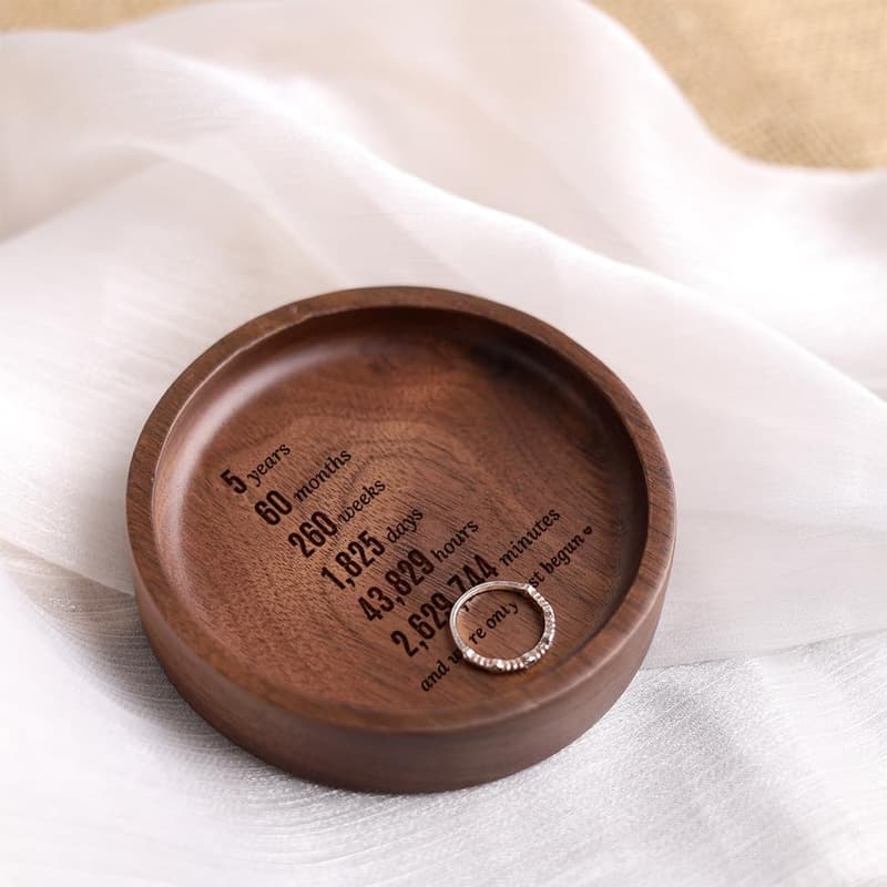 5th Anniversary Wooden Ring Tray for Women