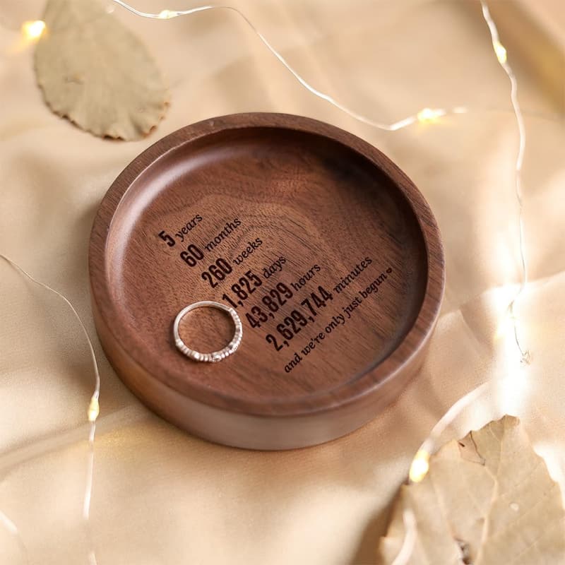 5th Anniversary Wooden Ring Tray for Women
