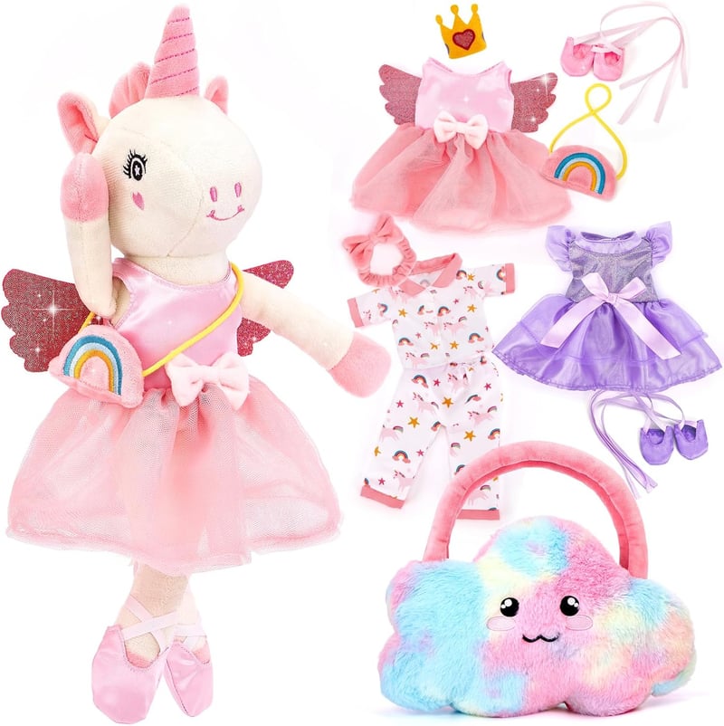 Ballerina Doll Set for Girls 3-6 - Plush Unicorn Toys