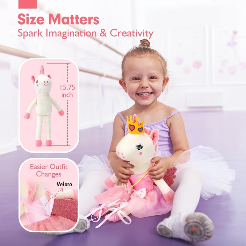 Ballerina Doll Set for Girls 3-6 - Plush Unicorn Toys