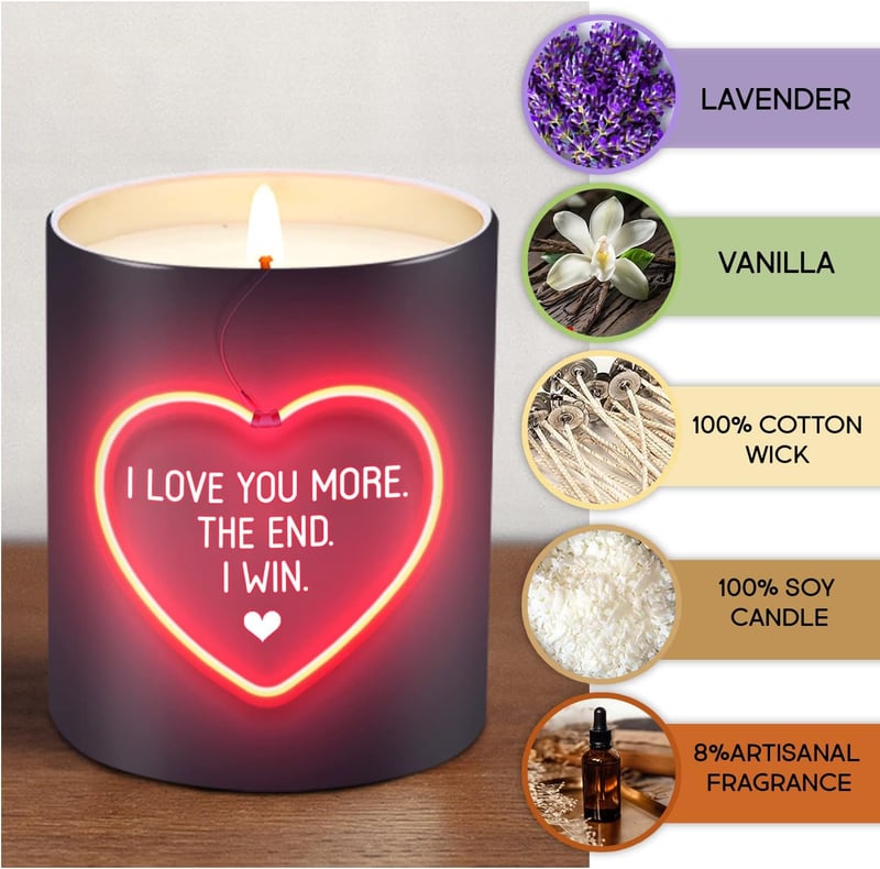 I Love You Candle Gift for Couples - 10 oz Vanilla Lavender