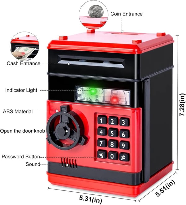 Electronic Piggy Bank for Kids, Age 3-12, Money Savings Toy