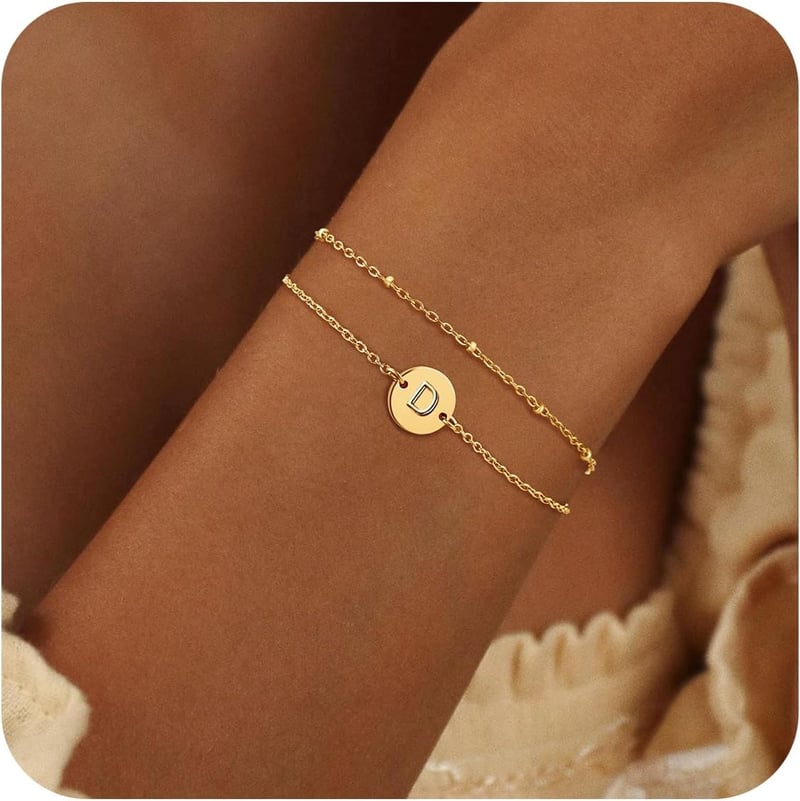 Personalized 18K Gold Plated Stackable Bracelets for Women