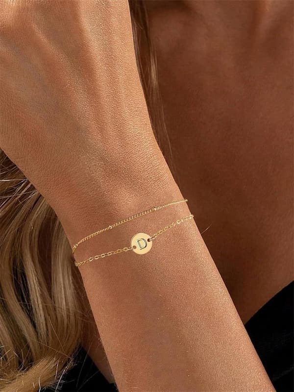 Personalized 18K Gold Plated Stackable Bracelets for Women