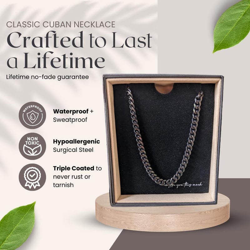 Cuban Chain Necklace for Him - 7mm Thick Birthday Gift