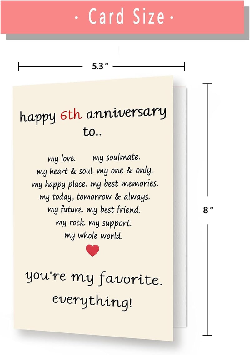 6th Anniversary Card for Couples – Funny & Sweet Gifts