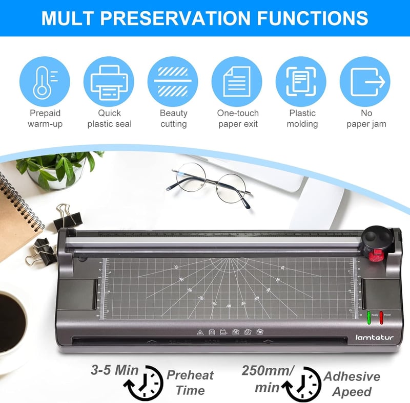7-in-1 Thermal Laminator Machine with 70 Sheets and Cutter