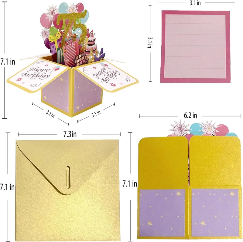 75th Birthday Pop-Up Card for Grandparents and Couples