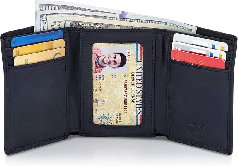 Men's RFID Blocking Trifold Leather Wallet