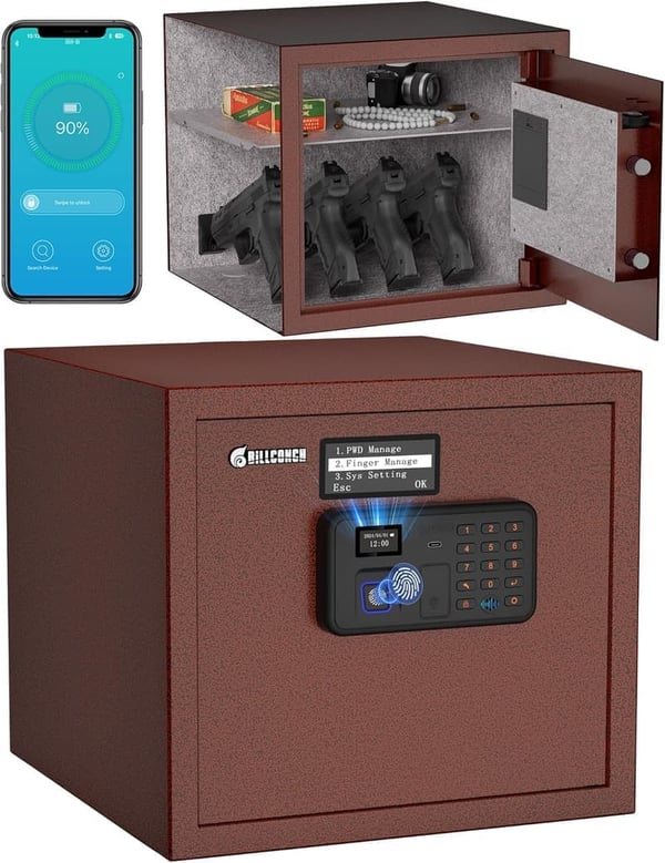 Biometric Gun Safe for Multiple Pistols with Quick Access