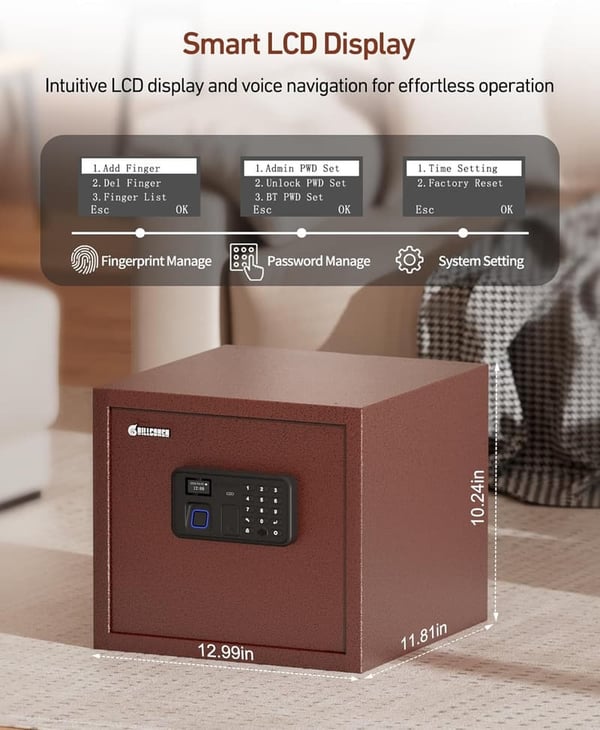 Biometric Gun Safe for Multiple Pistols with Quick Access