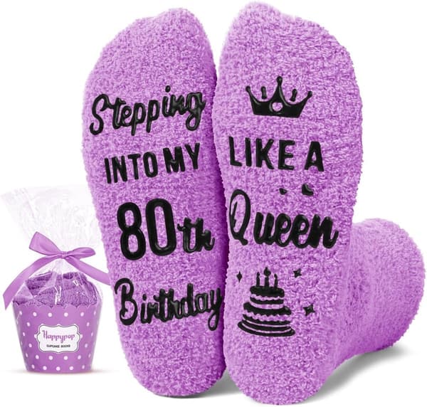 80th Birthday Socks for Women - Fun Gifts for Seniors