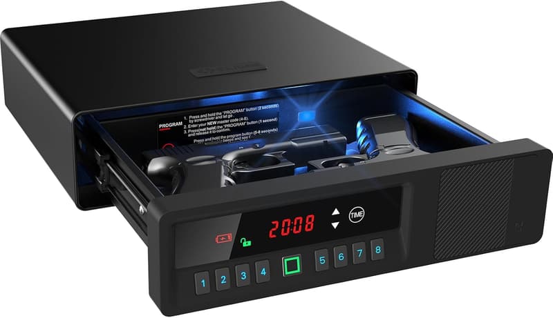 Quick Access Handgun Drawer Safe for Two Pistols with LCD Display
