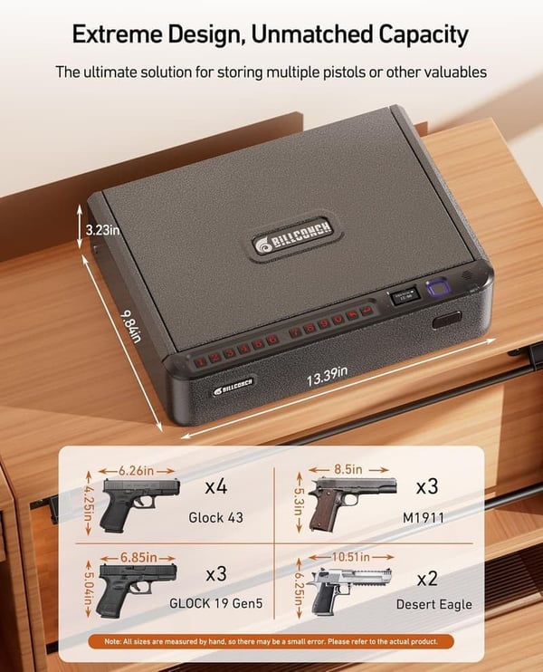 Smart Biometric Gun Safe for Handgun with Quick Access