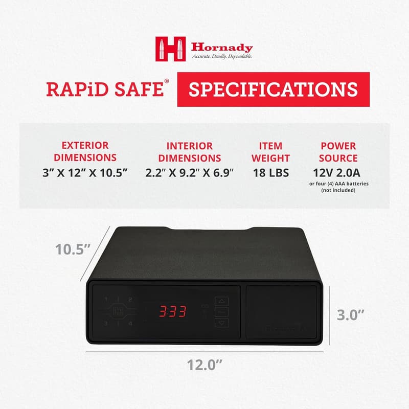 Hornady Night Guard: RFID Gun Safe with Clock & USB Ports