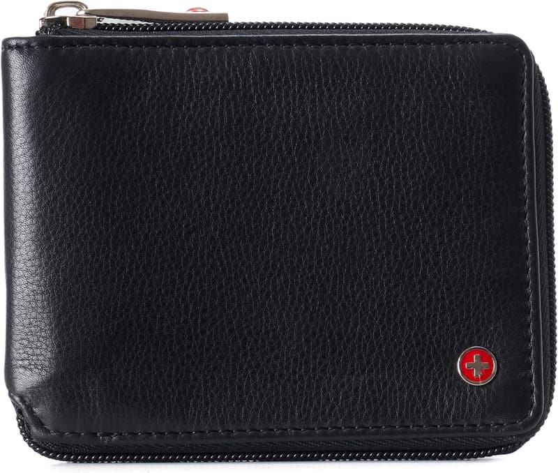 RFID Safe Zipper Bifold Wallet for Men and Women