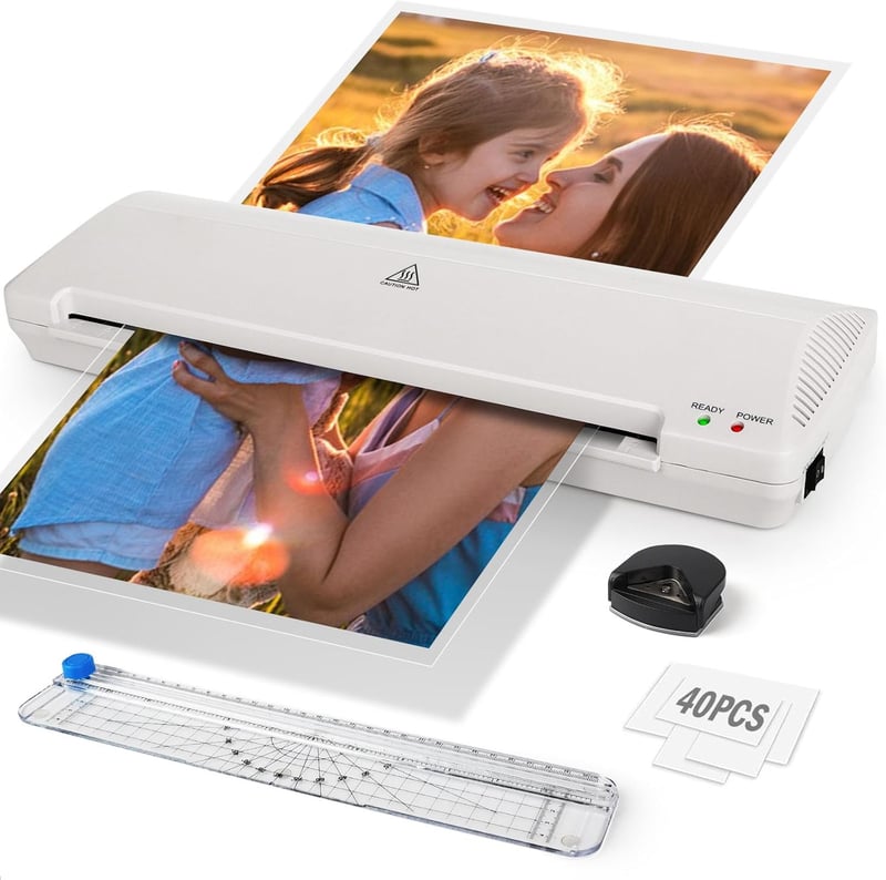 A3 Laminator Machine with 40 Pouches & Paper Trimmer - White