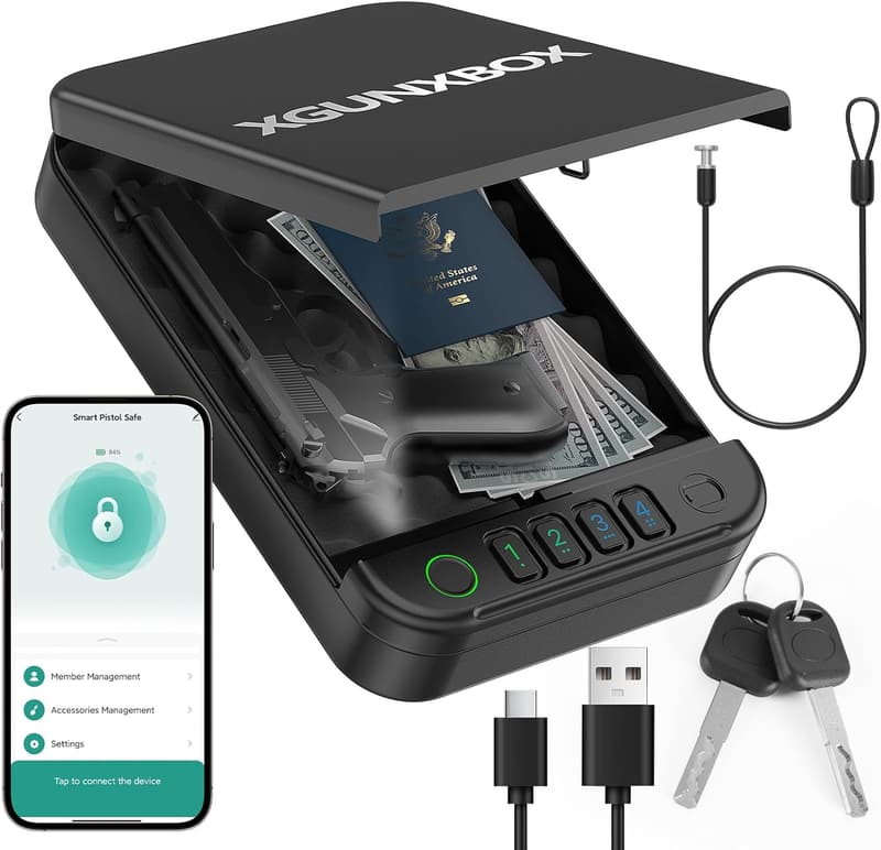 Portable Biometric Gun Safe with APP Control for Travel